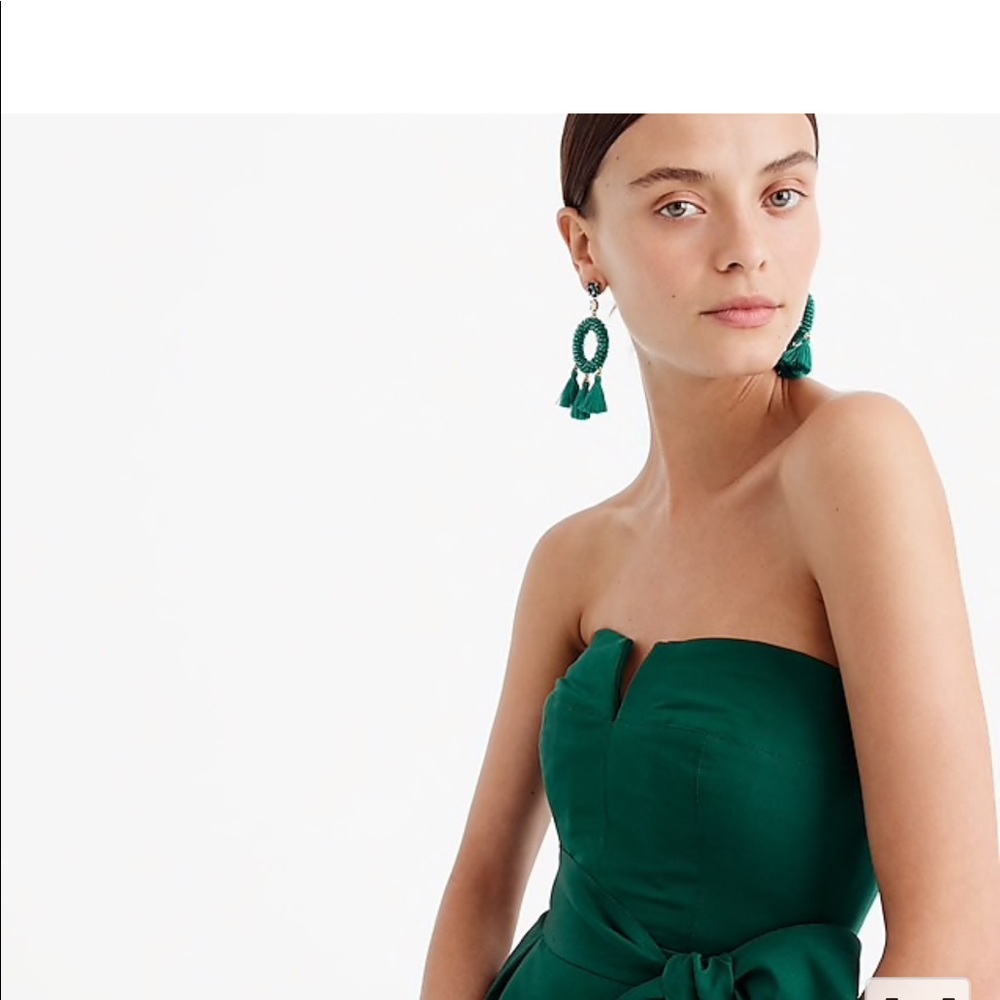 Jcrew RED (not green) Tie-waist strapless dress - Picture 4 of 15